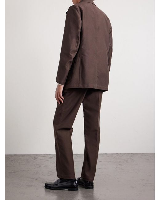 Drake's Brown Western Games Pleated Cotton-twill Suit Trousers for men