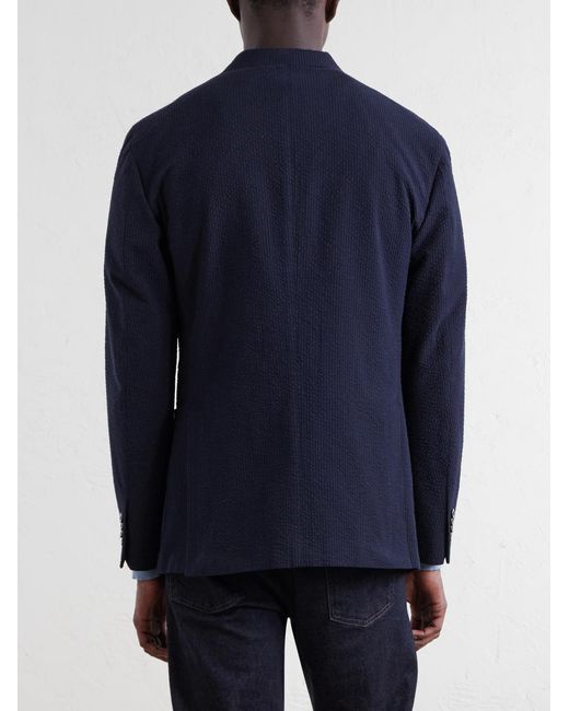 Boglioli Blue Cotton-Seersucker Blazer for men