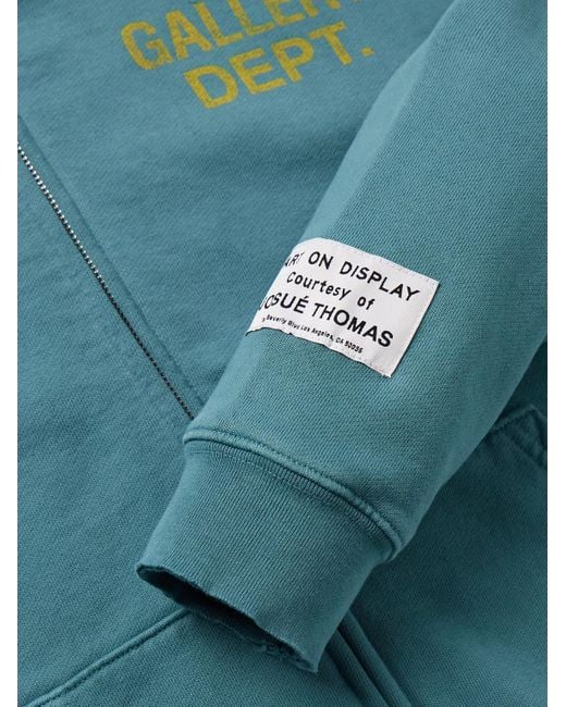 GALLERY DEPT. Blue 90's Logo-Print Cotton-Jersey Zip-Up Hoodie for men