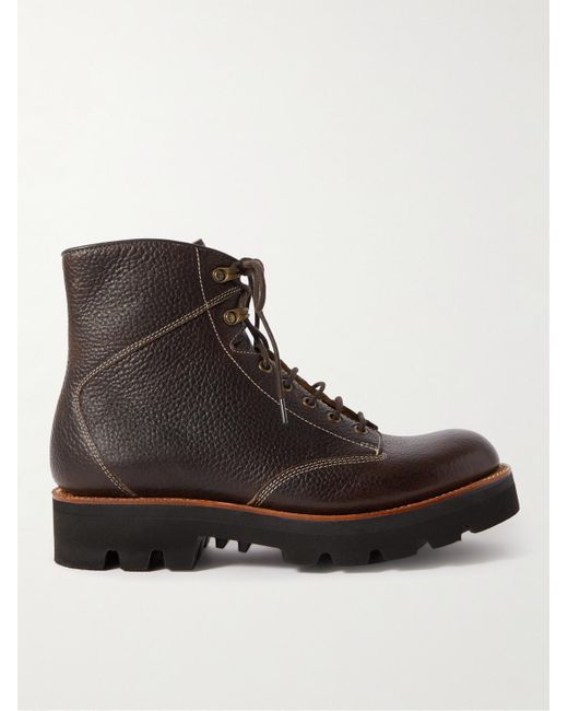 GRENSON Black Emmett Full-grain Leather Boots for men