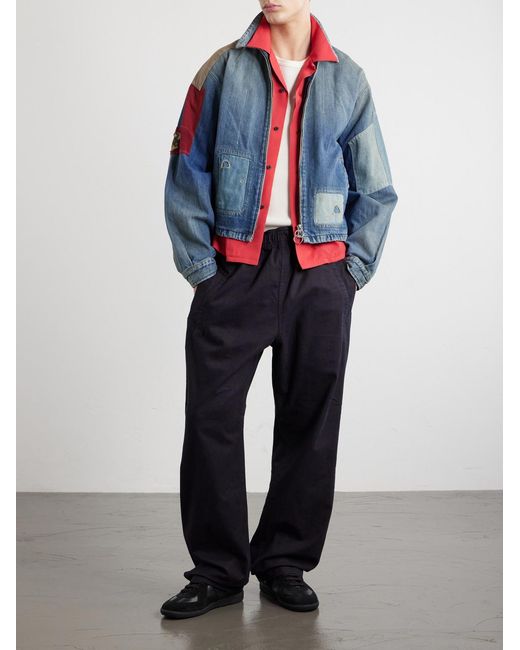 Kapital Blue Distressed Patchwork Denim Jacket for men