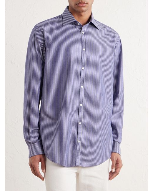 Massimo Alba Purple Genova Striped Cotton-Poplin Shirt for men