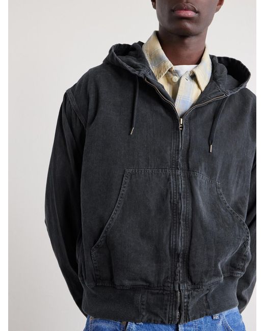 Remi Relief Black Cotton-Twill Hooded Blouson Jacket for men