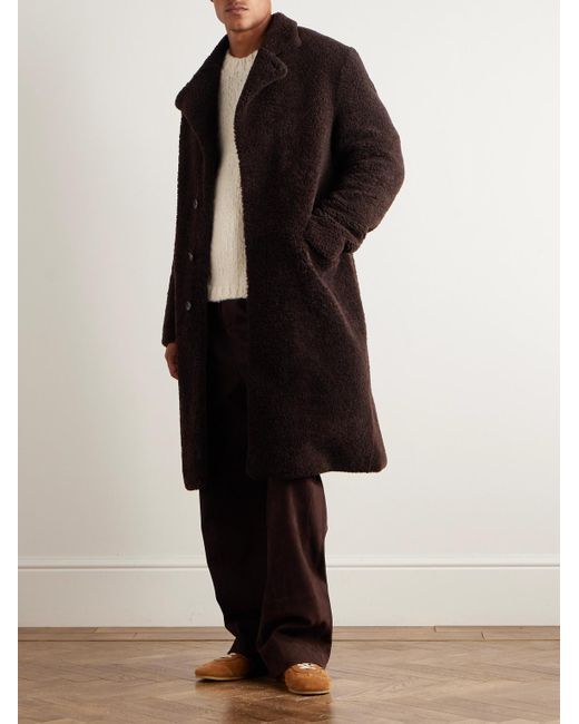 Gabriela Hearst Black Leather-Trimmed Shearling Car Coat for men