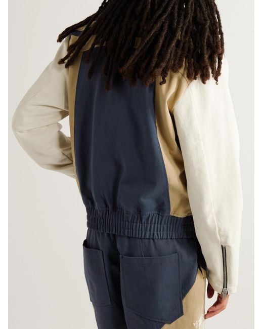 Rhude Blue Wine Club Logo-appliquéd Cotton-twill Blouson Jacket for men