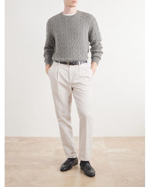 Ralph Lauren Gray Cashmere Cable-knit Sweater for men