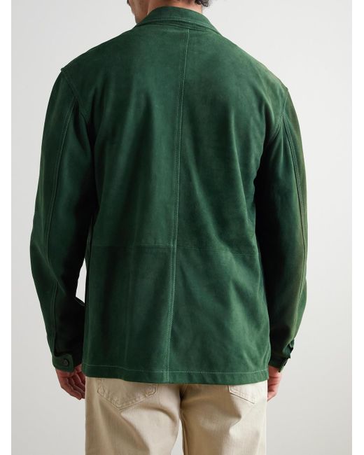 Frescobol Carioca Green Ravi Suede Overshirt for men