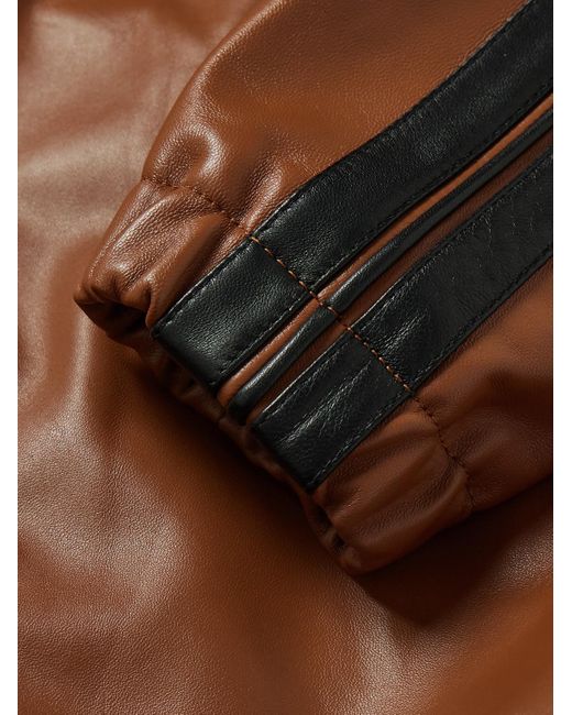 Marni Brown Striped Nappa Leather Track Jacket for men