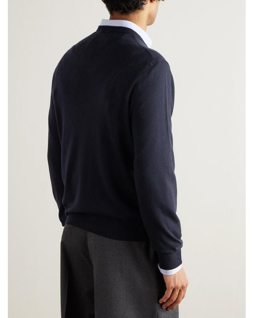 Canali Blue Slim-fit Cashmere Sweater for men
