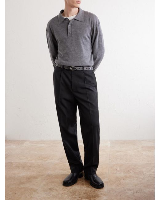 Officine Generale Gray Bay Merino Wool Polo Shirt for men