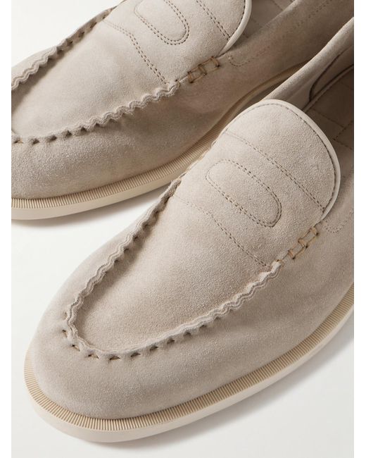 John Lobb Natural Pace Suede Loafers for men