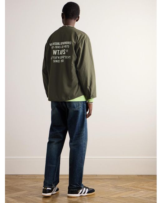 (w)taps Green Scout Logo-Print Broadcloth Shirt for men