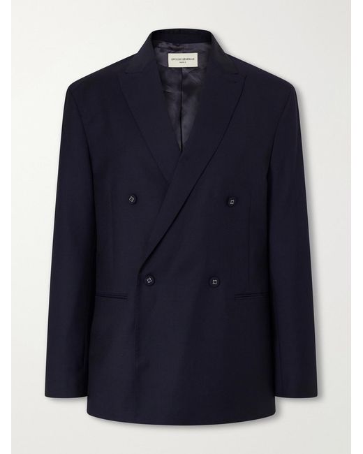 Officine Generale Blue Merrick Wool, Cashmere And Silk-Blend Suit Jacket for men