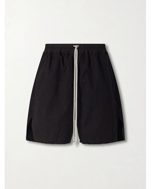 Rick Owens Black Long Boxers Butt Zipp Straight-leg Cotton-canvas Shorts for men