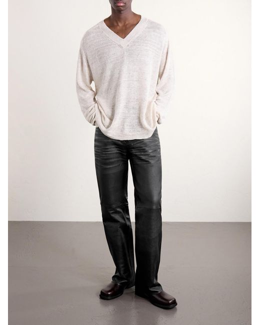 Our Legacy Black Carlson Straight-leg Leather Trousers for men