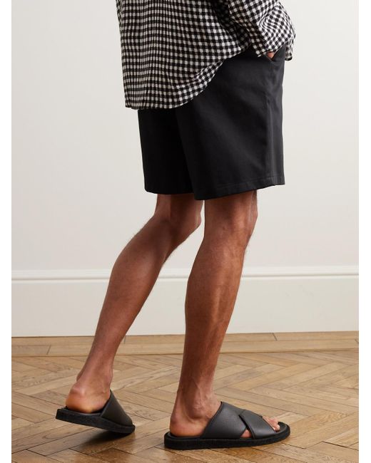 AMI Black Straight-leg Cotton-sateen Shorts for men