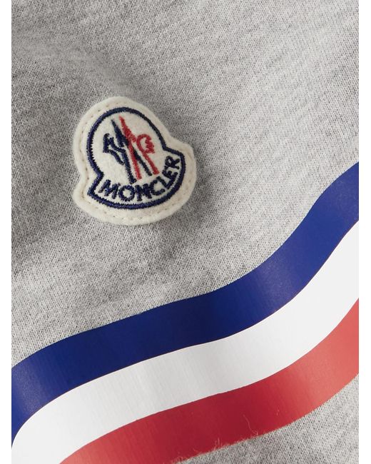 Moncler Gray Logo-Print Striped Cotton-Jersey Sweatshirt for men