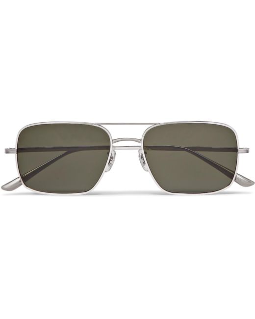 The Row Metallic Oliver Peoples Victory La Aviator-style Silver-tone Titanium Polarised Sunglasses for men