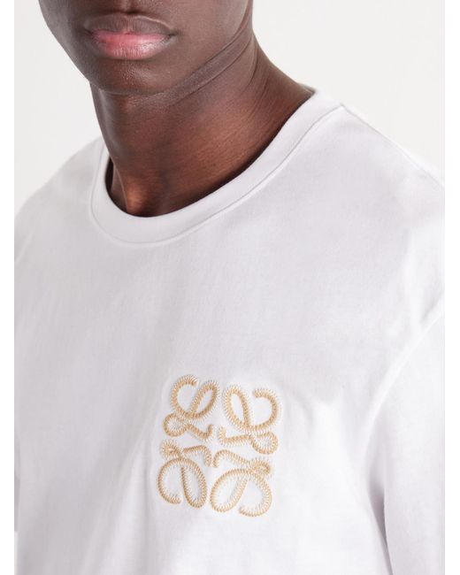 Loewe White Paula's Ibiza Logo-Embroidered Cotton T-Shirt for men