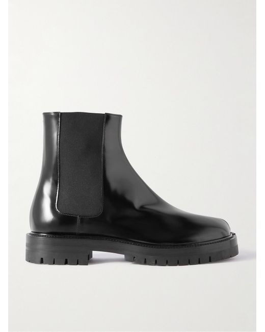 Maison Margiela Black Tabi Patent-leather Chelsea Boots for men