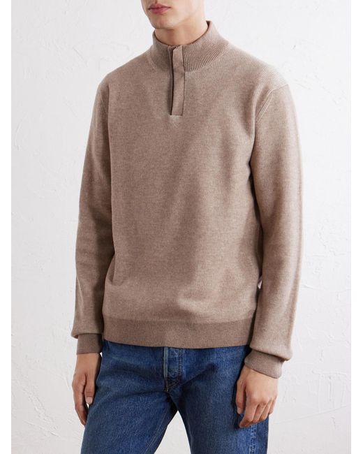 Slowear Pink Virgin Wool Half-Zip Sweater for men