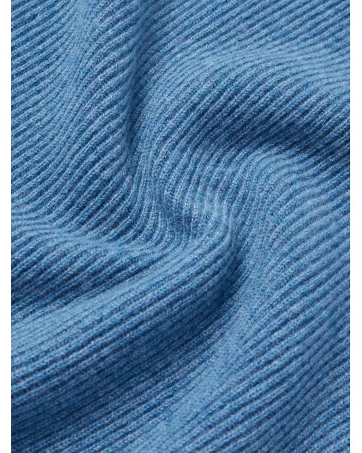 Piacenza 1733 Blue Slim-Fit Ribbed Cashmere Polo Shirt for men