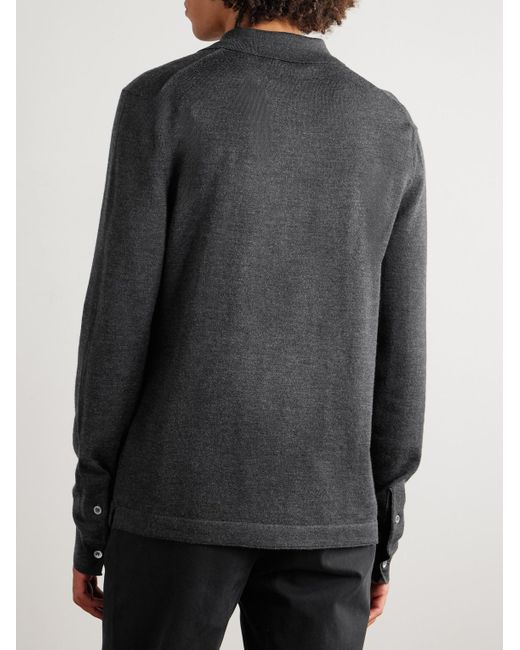 Mr P. Gray Merino Wool Polo Shirt for men