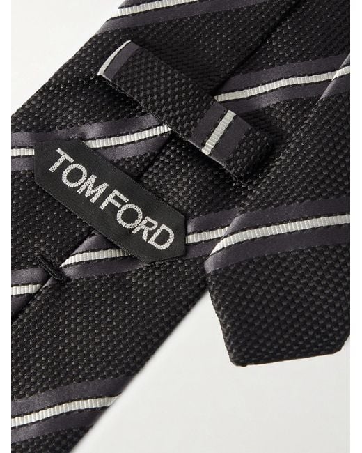Tom Ford Black 8Cm Striped Knitted Silk Tie for men