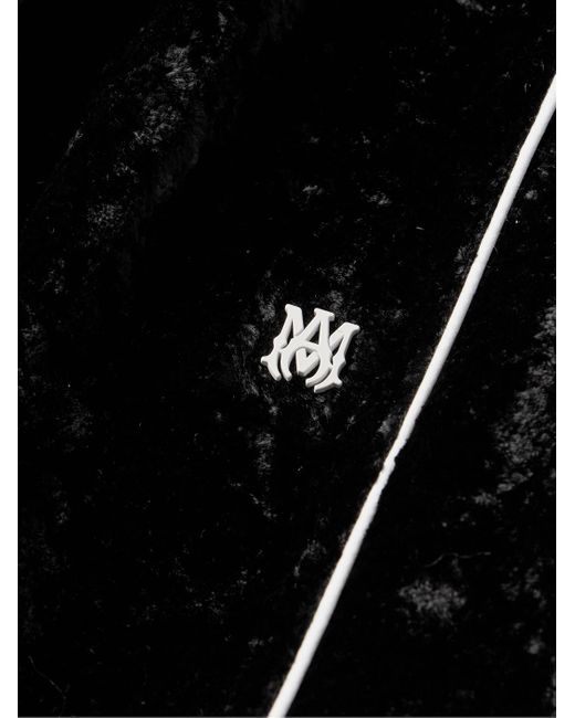 Amiri Gerade geschnittene Jogginghose aus Knautschsamt mit Logoapplikation in Black für Herren