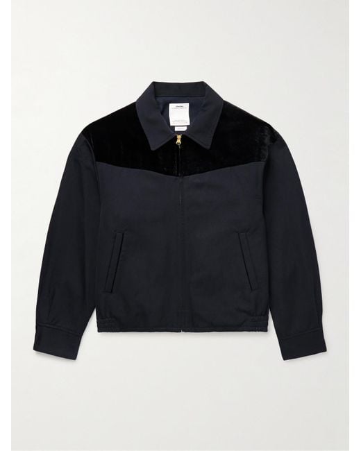 Visvim Blue Mayfield Velour-trimmed Wool And Linen-blend Bomber Jacket for men