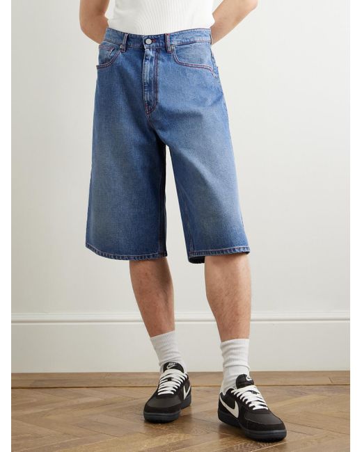 ERL Blue Indiana Skate Wide-Leg Denim Shorts for men