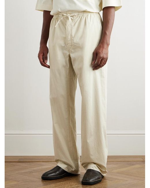 Lemaire Natural Straight-Leg Cotton-Twill Drawstring Trousers for men