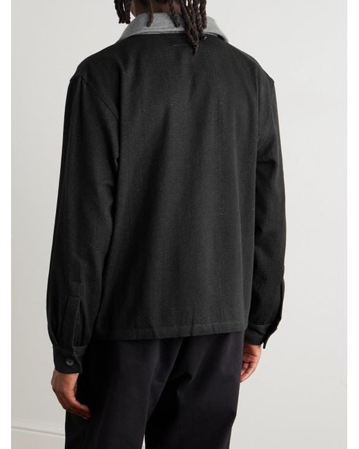 Kartik Research Black Embroidered Felt-trimmed Denim Jacket for men