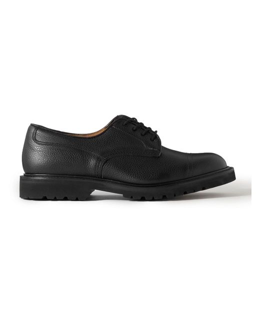 Tricker's Black Matlock Pebble-grain Leather Derby Shoes for men
