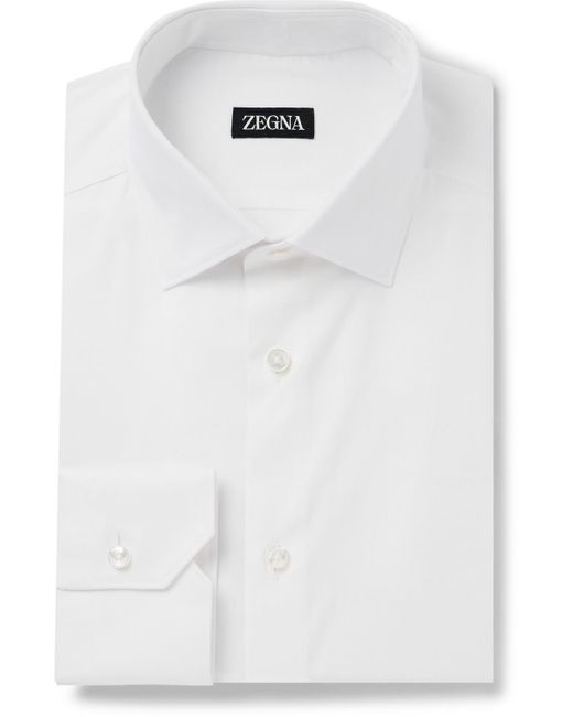 Zegna White Cotton-blend Twill Shirt for men