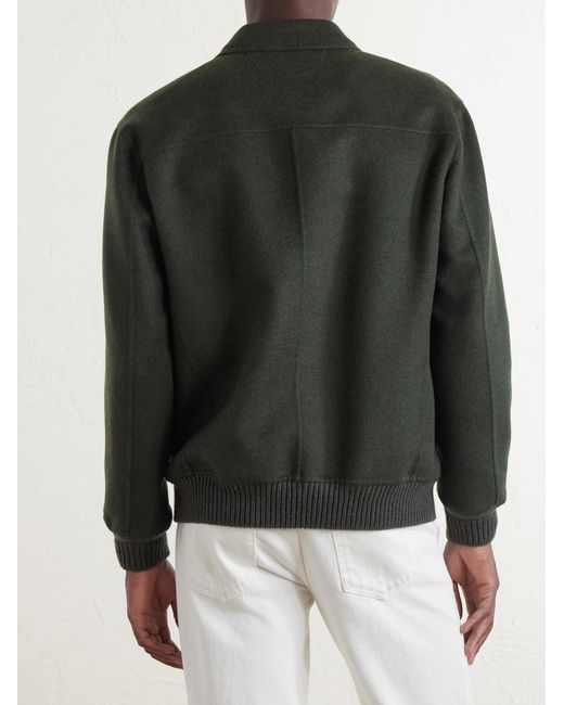 Kiton Green Brushed Wool And Cashmere-Blend Blouson Jacket for men