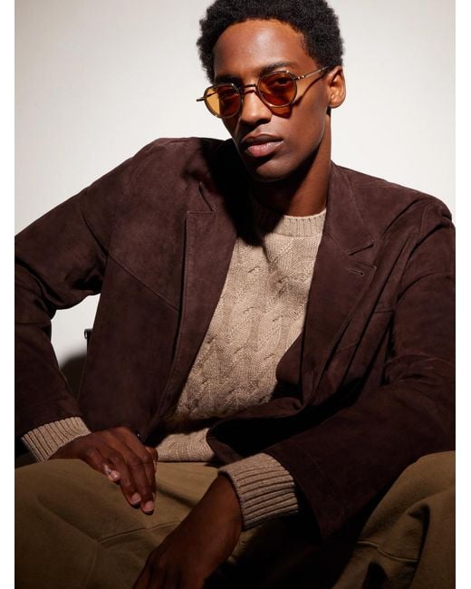 Jacques Marie Mage Natural Dixon Round-frame Gold-tone Metal Sunglasses for men