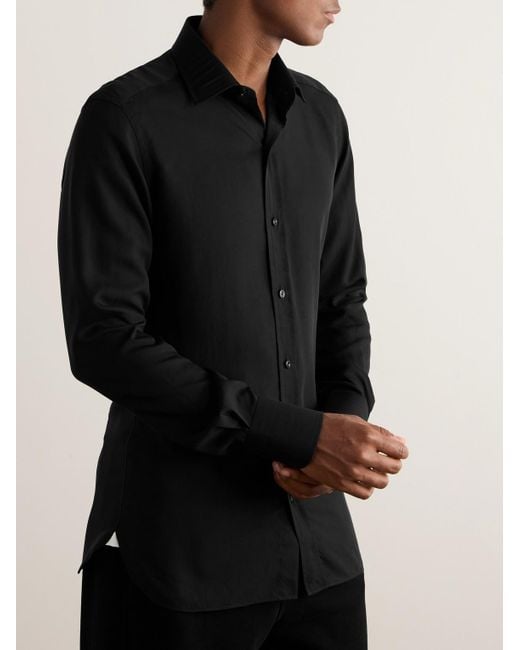 Tom Ford Black Lyocell And Silk-Blend Shirt for men