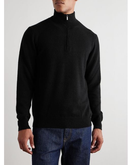 Massimo Alba Black Lima Cashmere Half-Zip Sweater for men