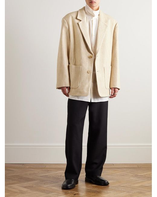 Amomento Natural Oversized Herringbone Twill Blazer for men
