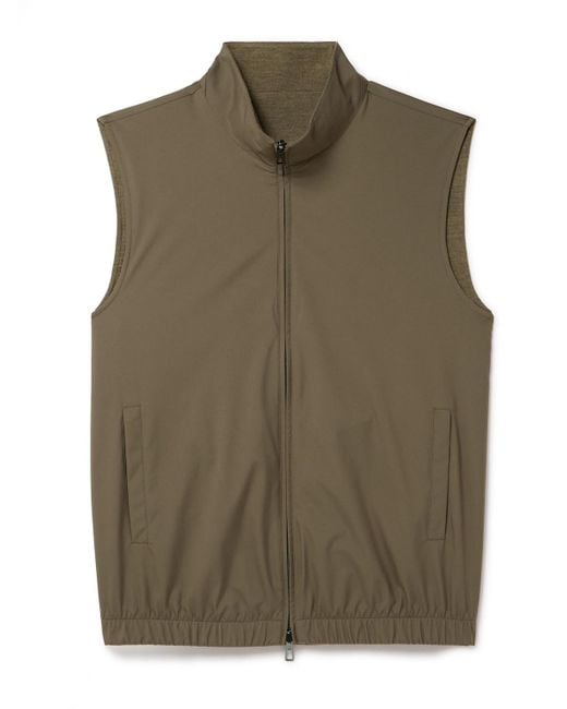 Loro Piana Green Slim-Fit Reversible Storm System Shell And Super Wish Virgin Wool Gilet for men
