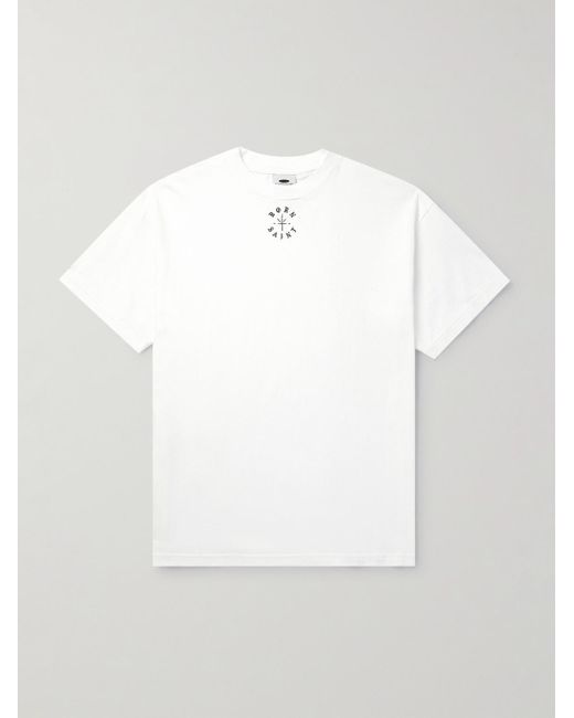 SAINT Mxxxxxx White Born X Raised Logo-Print Embroidered Cotton-Jersey T-Shirt for men