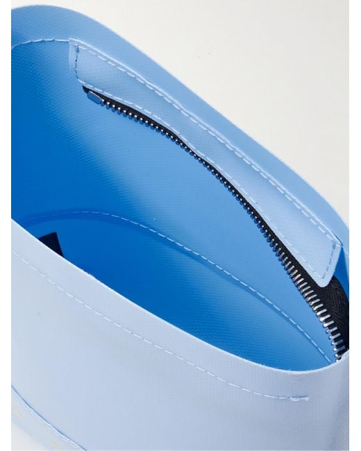 Marni Blue Logo-print Textured-pvc Bucket Bag for men