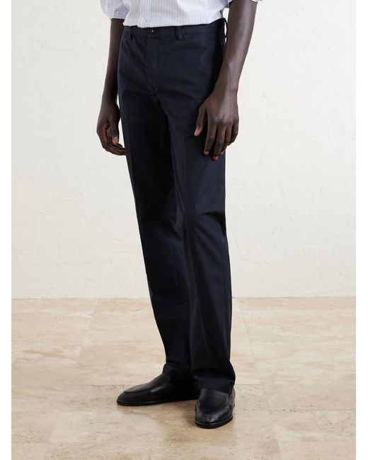 Massimo Alba Blue Mauko Straight-leg Cotton Trousers for men