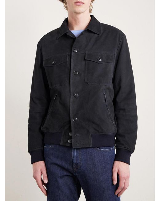 Canali Blue Suede Blouson Jacket for men