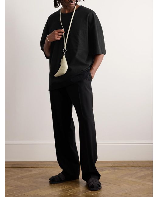Lemaire Black Oversized Cotton And Linen-blend Jersey T-shirt for men