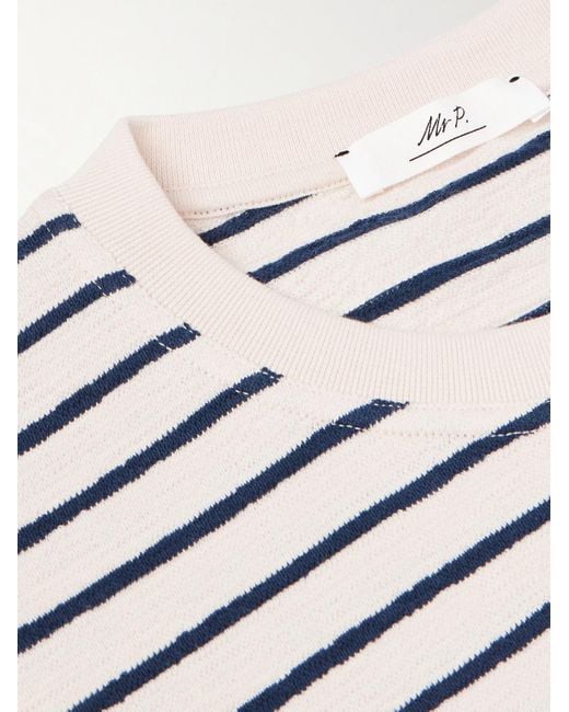 Mr P. White Striped Cotton Sweater for men