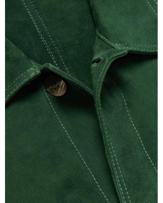 Frescobol Carioca Green Ravi Suede Overshirt for men