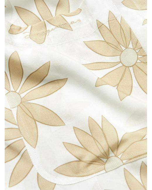 Jacquemus Natural Jean Camp-Collar Floral-Print Poplin Shirt for men