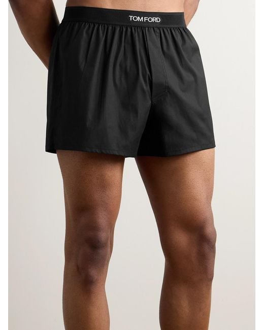 Tom Ford Black Stretch-Cotton Poplin Boxer Shorts for men